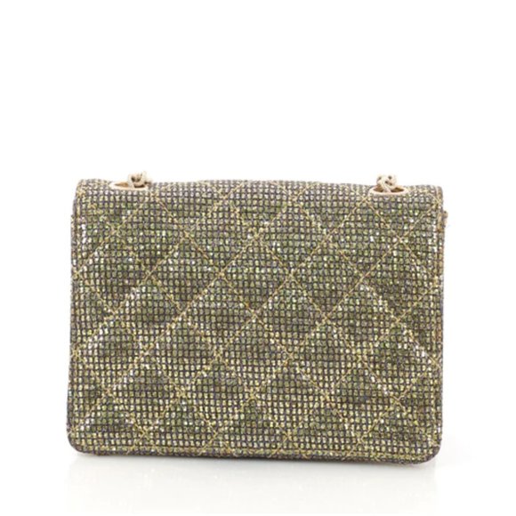 Chanel Mademoiselle Lock Crossbody Bag Quilted Glitter Fabric Mini - Picture 3 of 6